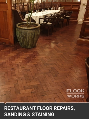 sanding and staining of parquet flooring