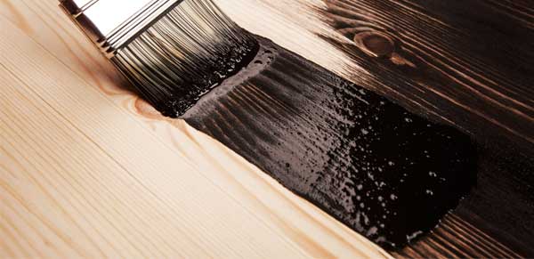 Wood floor surface during paint application