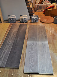 sample after applying grey active stain on wood