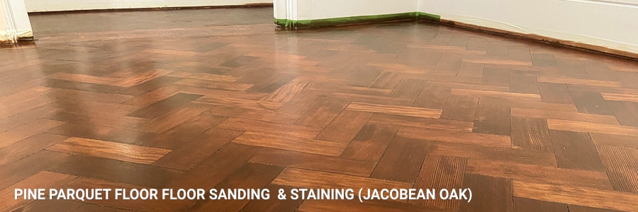 Parquet Floor Sanding Pine Staining Jacobean Oak 1