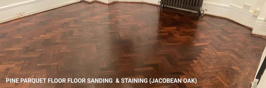 Parquet Floor Sanding Pine Staining Jacobean Oak 4