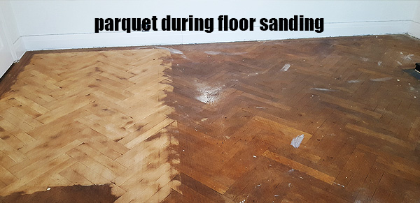 parquet blocks during floor sanding procedure
