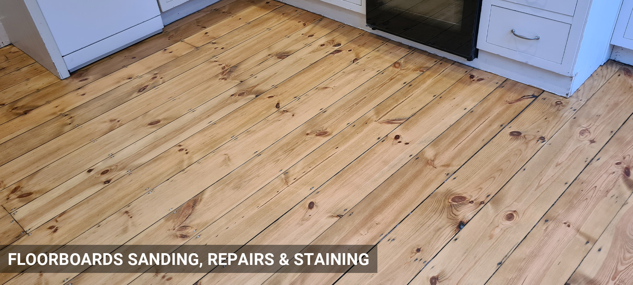 Floorboards Sanding, Repairs & Staining in Victorian Pine Colour in Battersea