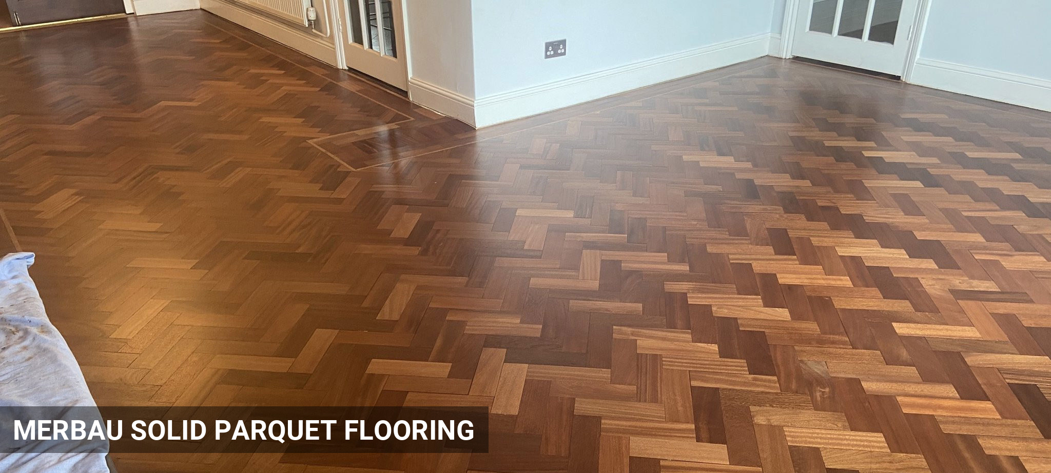Parquet Flooring Restoration in Merbau Colour in Gerrards Cross