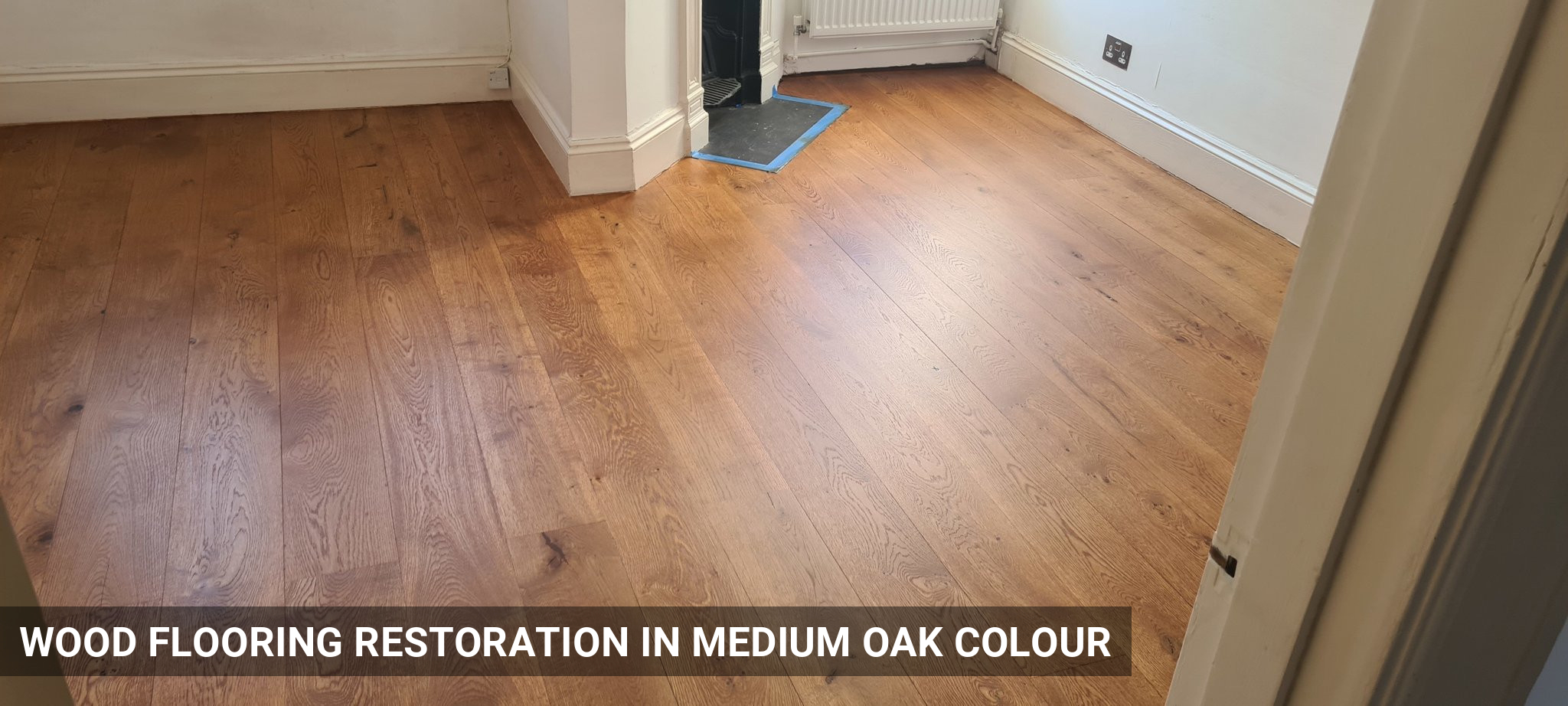 Wood Flooring Restoration & Staining in Medium Oak Colour in Kensington