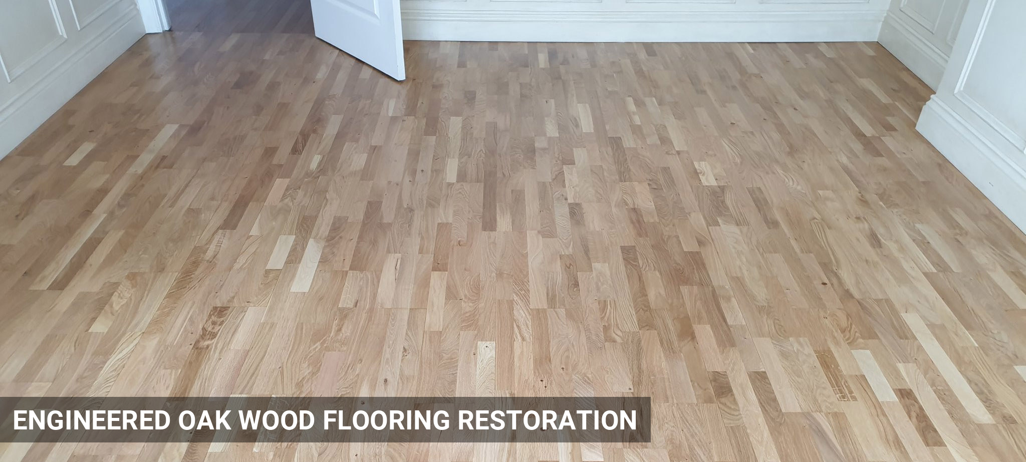 Solid Oak Strip Flooring Renovation in Matt Lacquer in Chigwell