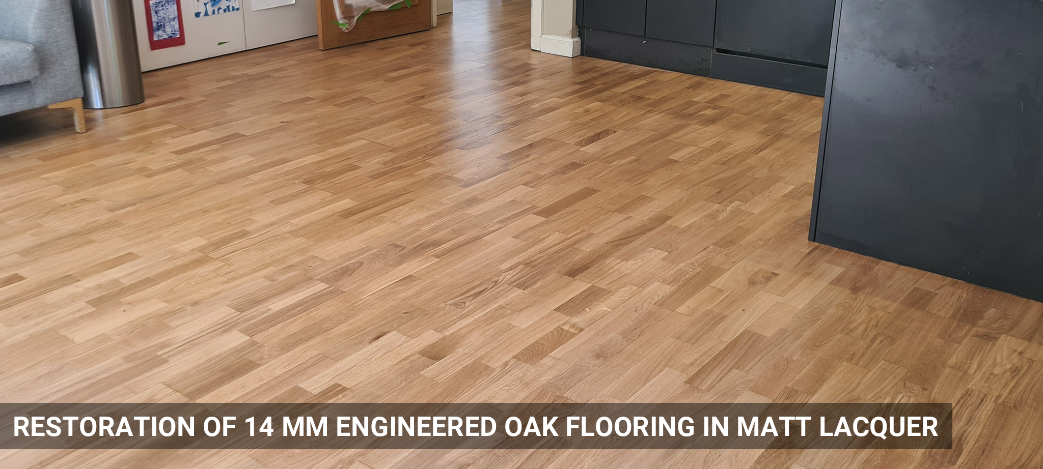 Restoration of 14 mm Engineered Oak Flooring in Matt Lacquer in Putney