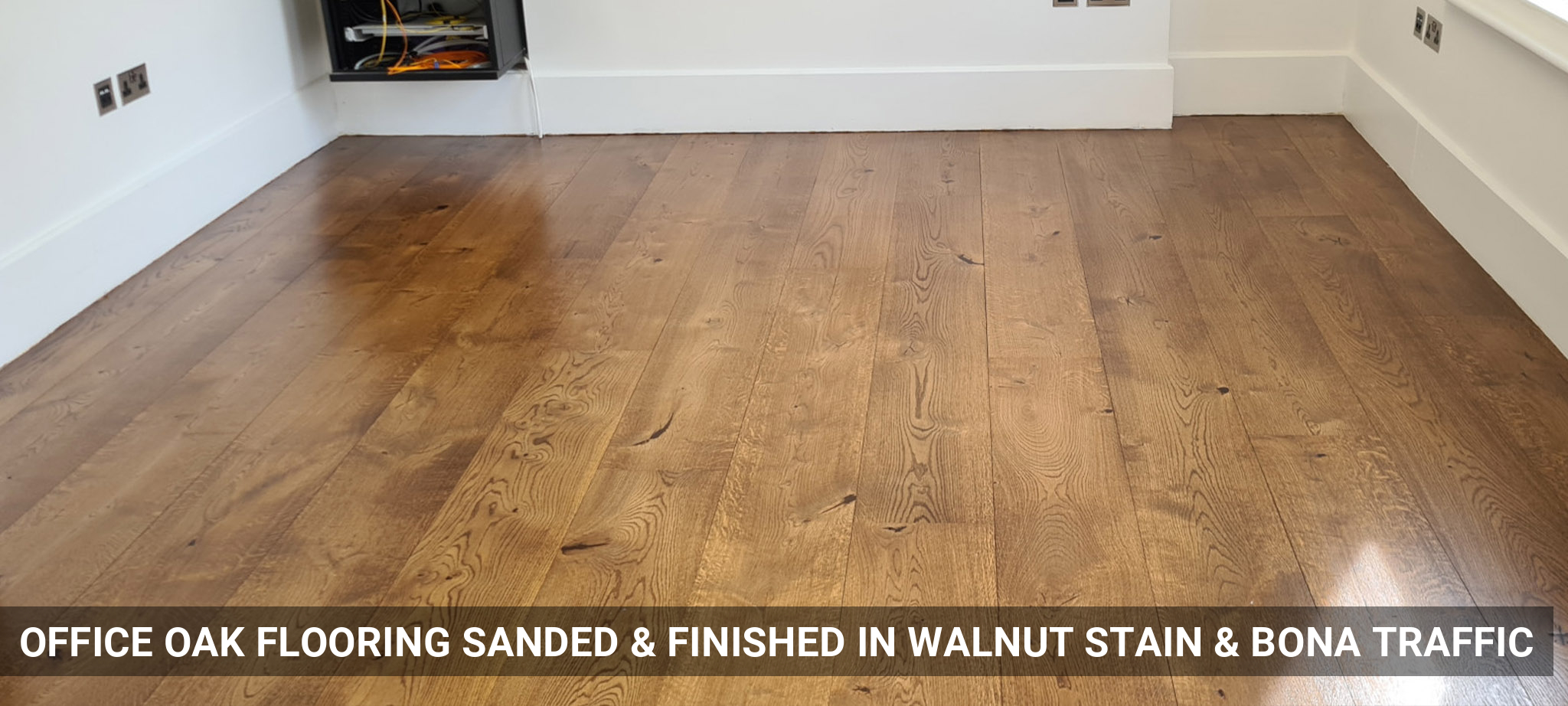 Office Oak Flooring Sanded & Finished in Walnut Stain & Bona Traffic in Central London