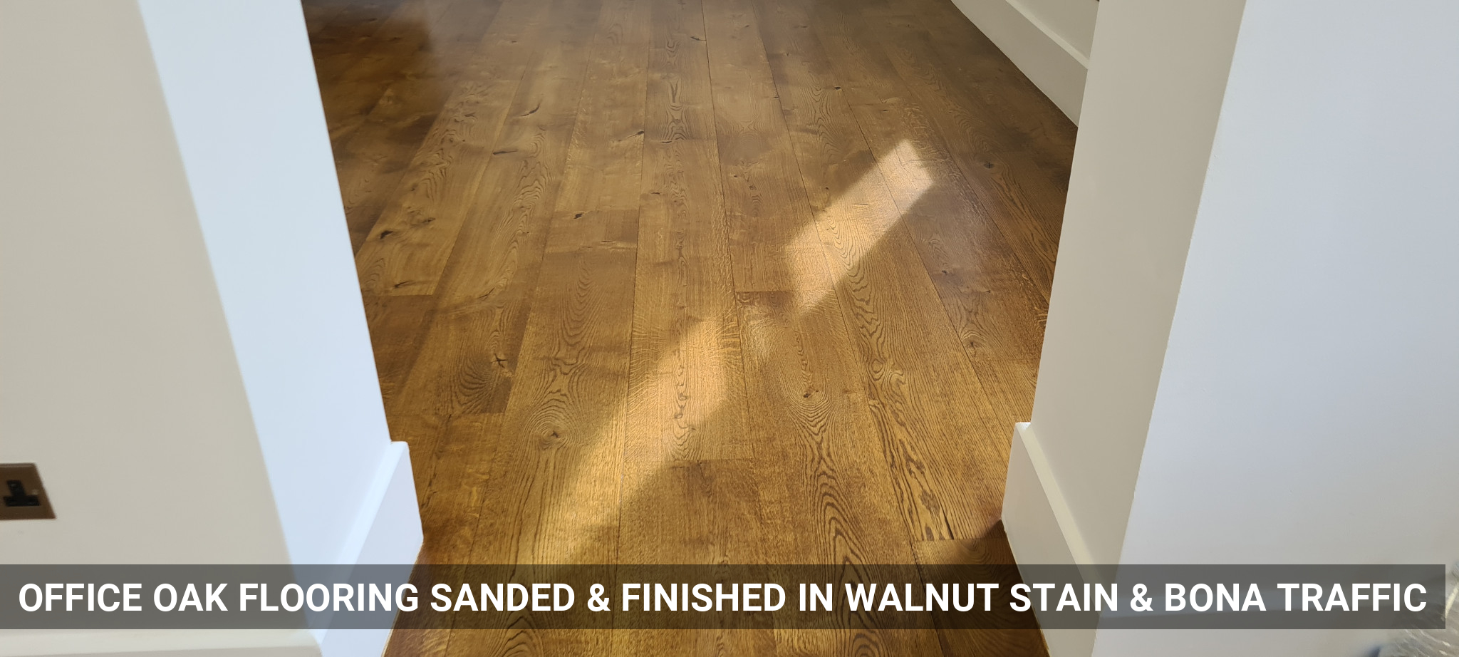 Office Oak Flooring Sanded & Finished in Walnut Stain & Bona Traffic in Central London